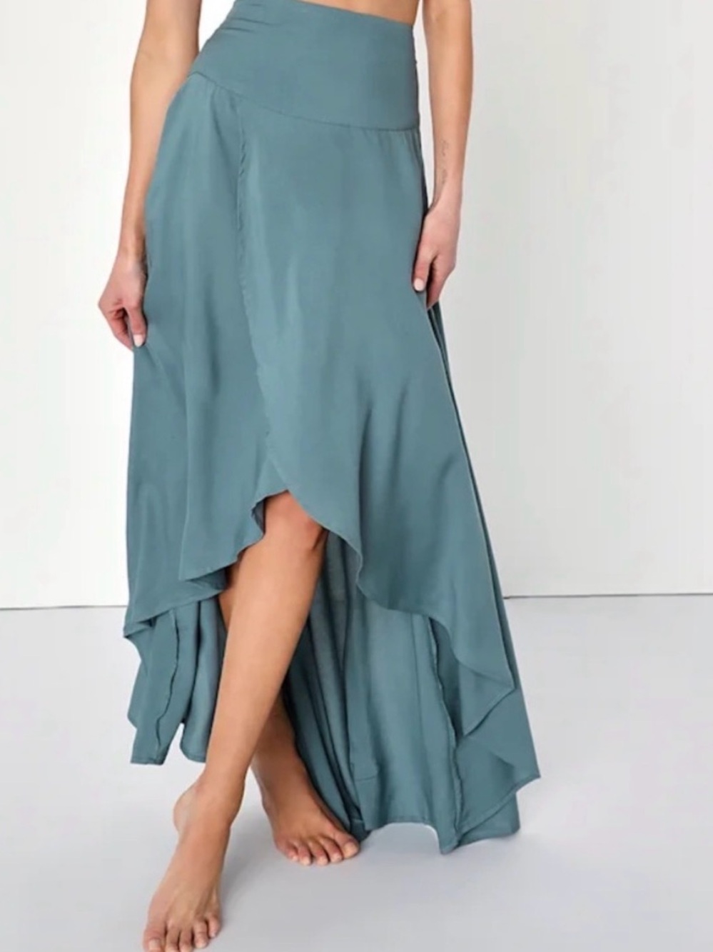 O'Neill Teal High-Low Ambrosio Ruffle Maxi Skirt